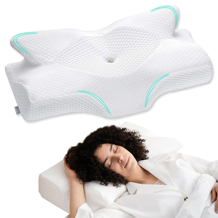 Elviros Orthopädisches Nackenkissen aus Memory Foam, Ergonomisches Kopfkissen Nackenschmerzen, für R