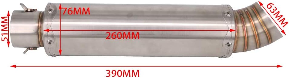 Motorrad Auspuff Universal Schalldämpfer - 51 mm Universal Motorrad Auspuff Sportauspuff mit Abnehmb