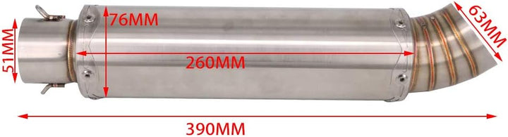 Motorrad Auspuff Universal Schalldämpfer - 51 mm Universal Motorrad Auspuff Sportauspuff mit Abnehmb