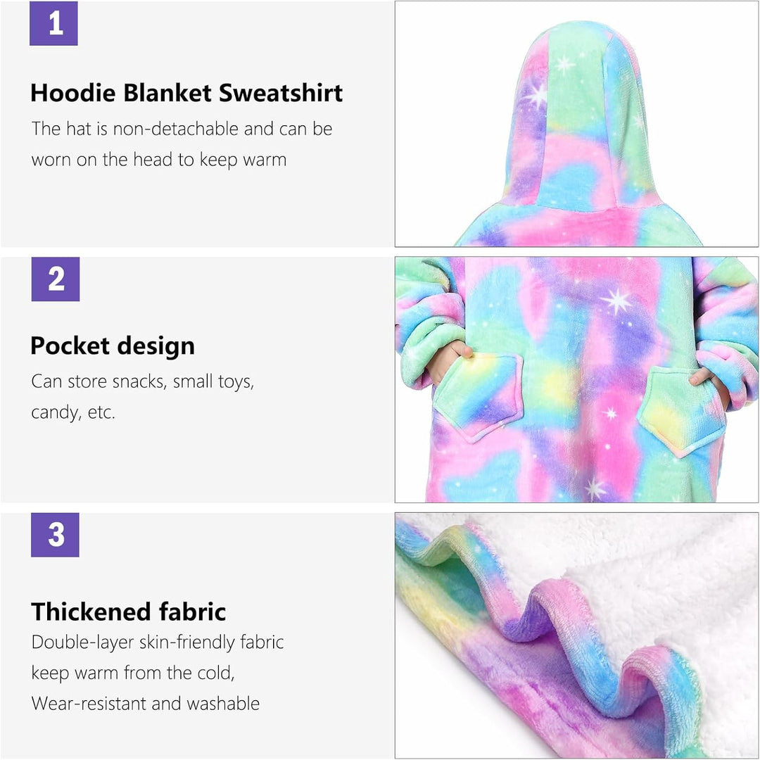 MOKANI ÜBergrossE Hoodie Decke Kinder mit äRmel Tragbare Kapuzenpullover, Super Weich Warmes Bequeme