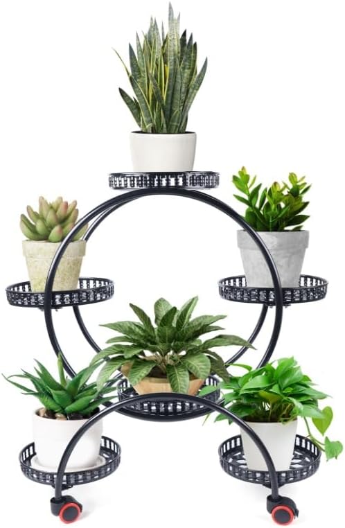 Taozhiyy 6 Tier Metall Blumenregal/Pflanzenregal/Blumenständer, Mehrstöckig Pflanzenständer, Outdoor