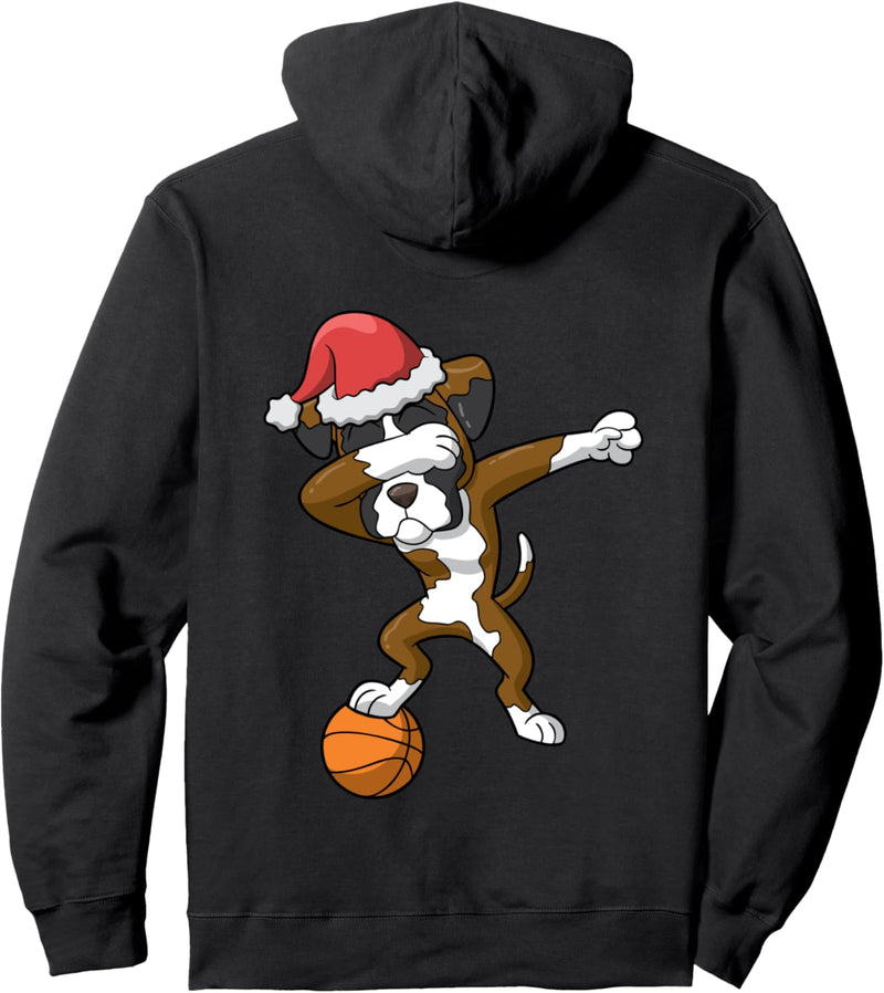 Basketball Dabbing Santa Boxer Dog Christmas Sports Gift Pullover Hoodie