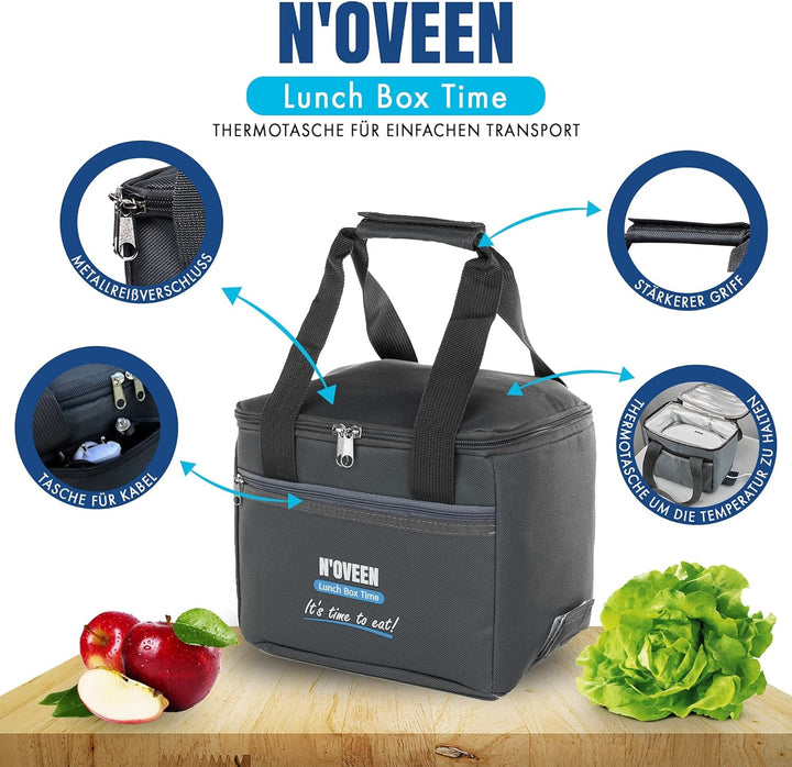 N'OVEEN Elektrische Lunchbox LB520 Speisenwärmer, Thermo Lunchbox Heizplatte mit 1 Liter Fassungsver