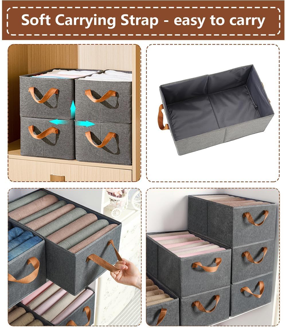 Aufbewahrungsbox Stoff 4er Set, Stoffboxen Aufbewahrung, Zusammenklappbarer, Gross Aufbewahrungsboxe