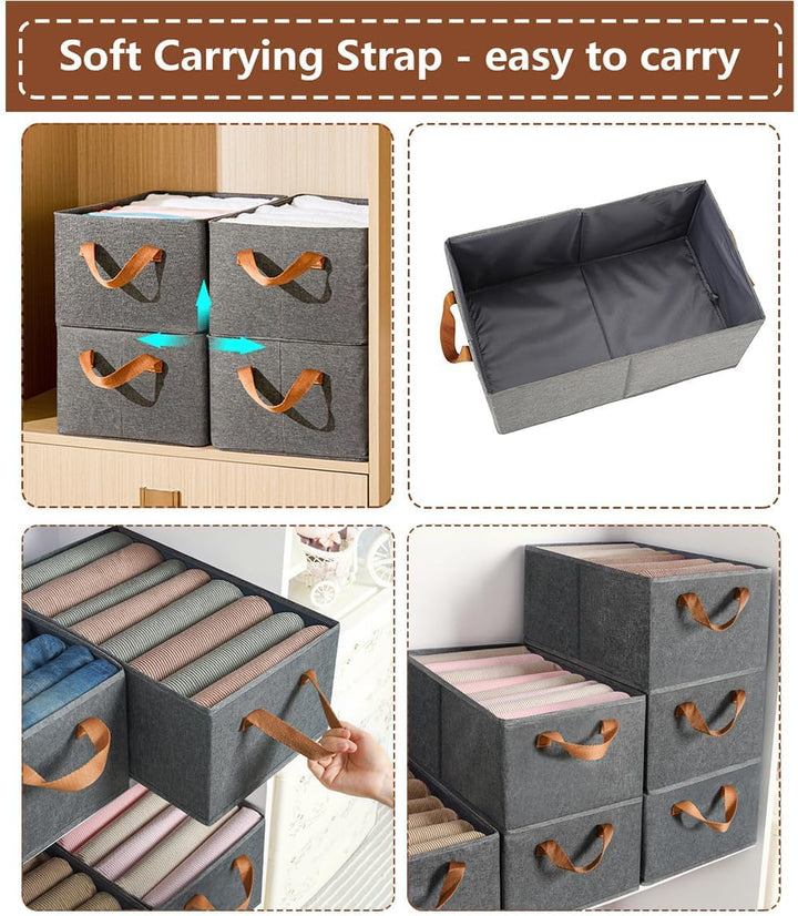Aufbewahrungsbox Stoff 4er Set, Stoffboxen Aufbewahrung, Zusammenklappbarer, Gross Aufbewahrungsboxe
