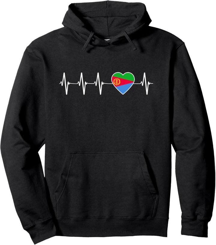 Eritreische Heartbeat I Love Eritrea Flagge Land Geschenk Pullover Hoodie