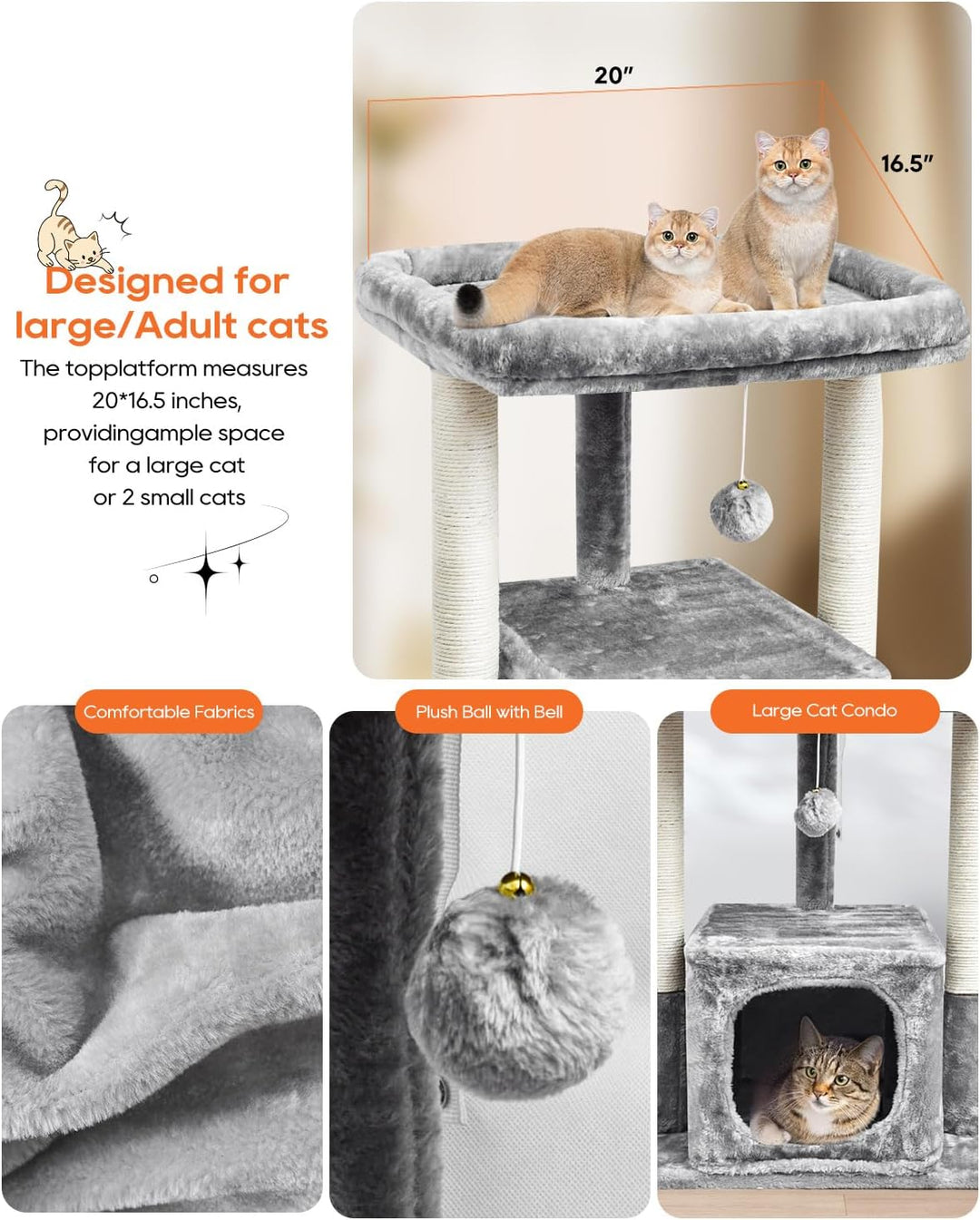 SYANDLVY 68cm Katzenbaum für Indoor-Katzen, Moderne Condo mit Plüsch Perch | Aktivitätsturm mit Krat