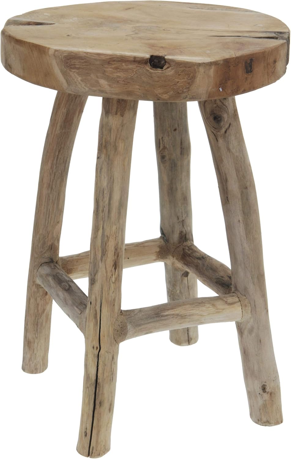 LS-LebenStil Beistelltisch Teakholz 42cm Braun Ethno Couchtisch Nachttisch Hocker Massivholz