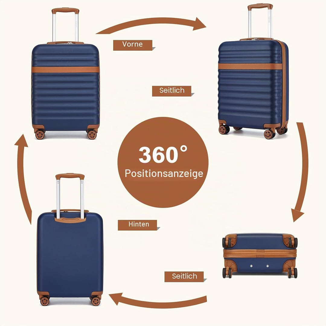 KONO Kofferset 3-teilig Trolley Reisekoffer leicht aus ABS+PC mit 4 Rollen Hartschalenkoffer TSA Sch