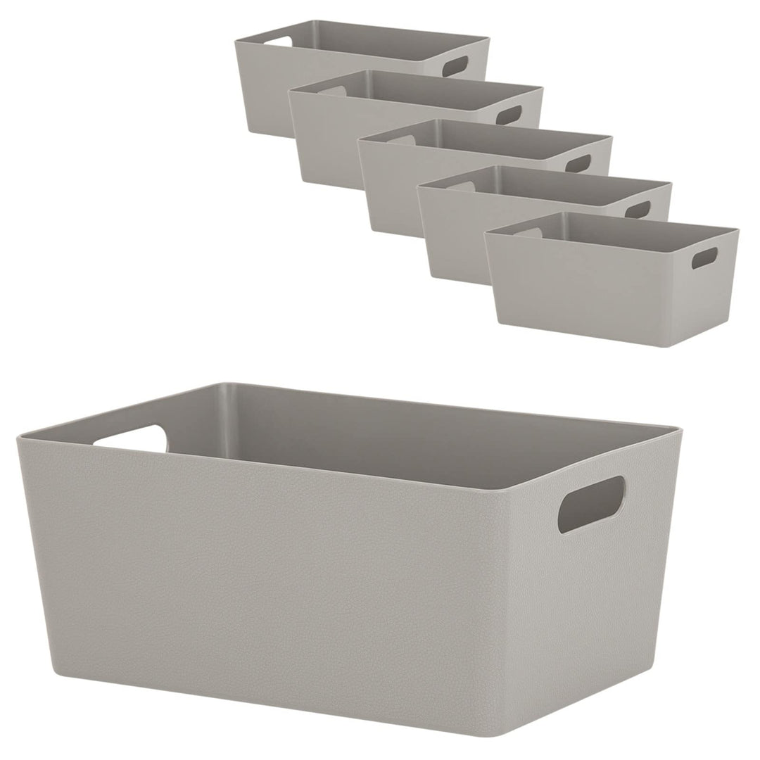 6X Ordnungsbox - 11 cm hoch - Taupe - 17x 25 cm - Ordnungskorb - Regalorganizer Wandregal 6 Stück -
