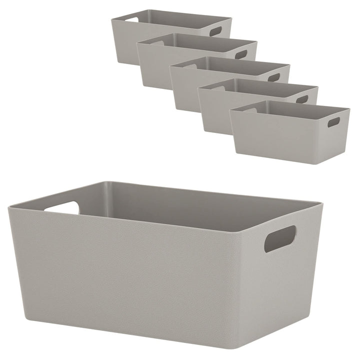 6X Ordnungsbox - 11 cm hoch - Taupe - 17x 25 cm - Ordnungskorb - Regalorganizer Wandregal 6 Stück -
