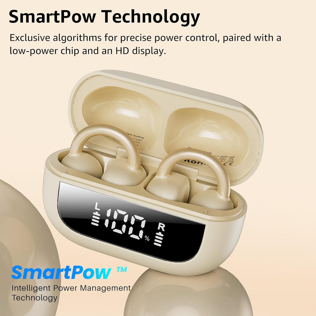 TOZO OpenEarRing Open Ear Kopfhörer, Bequem Clip On Kopfhörer, Kopfhörer Kabellos Bluetooth 5.4, Blu