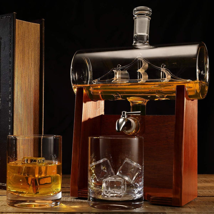polar-effekt Whisky-Dekanter mit 2 Whiskygläser 320ml, Whiskey-Karaffe 1000ml Bleifreie Whisky Set m