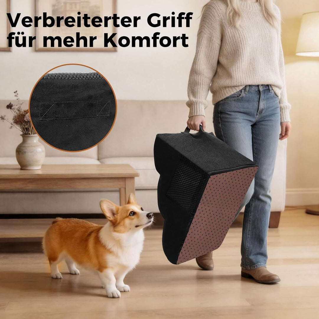 Hundetreppe für Kleine Hunde, Haustiertreppe 3 Stufen, Hochdichtem Schwamm Hundetreppen 40cm Hoch, H