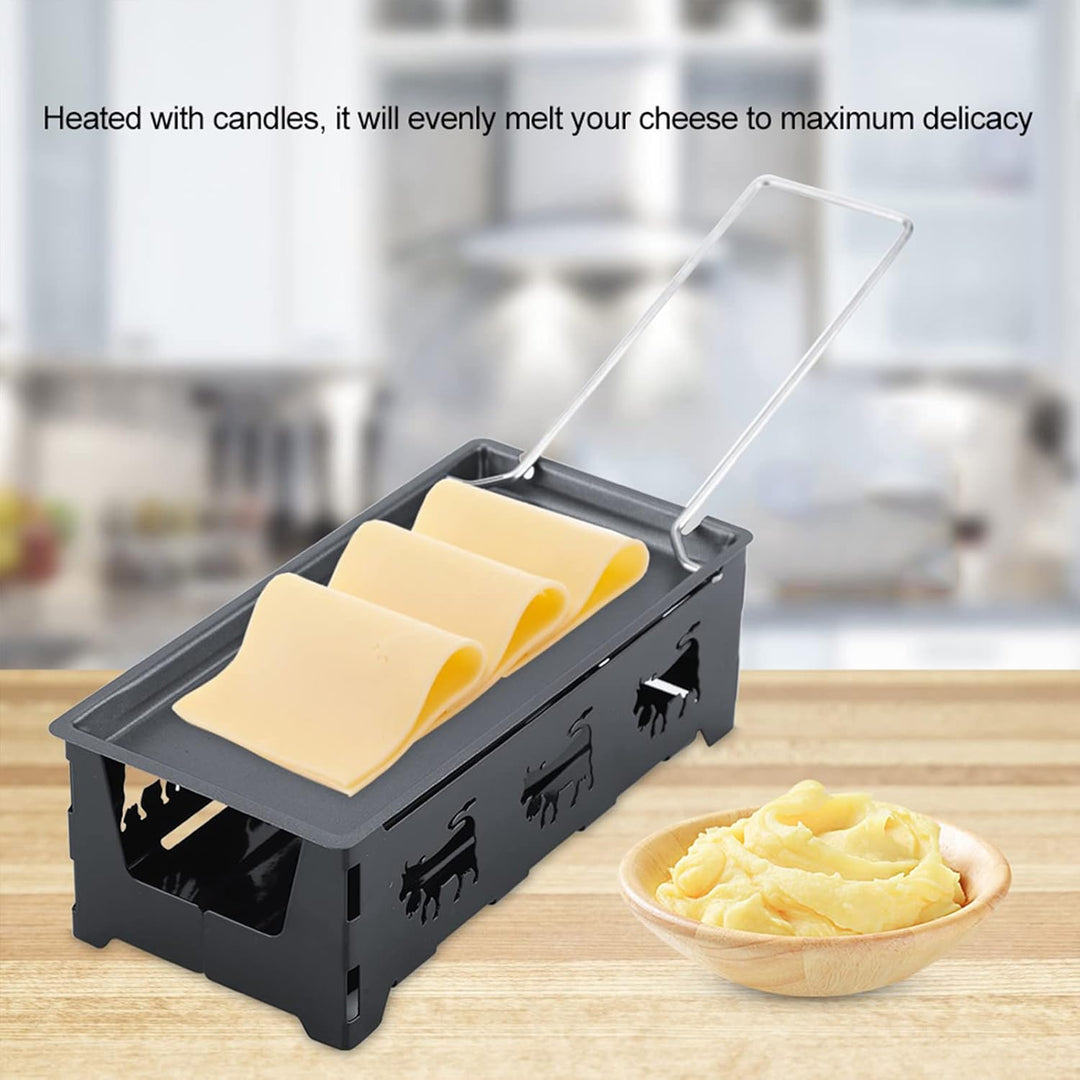 Kohlenstoffstahl,Tragbares Mini-Käse-Raclette-Set Mit Antihaftbeschichtung, Mit Kerze Beheizt, Leich