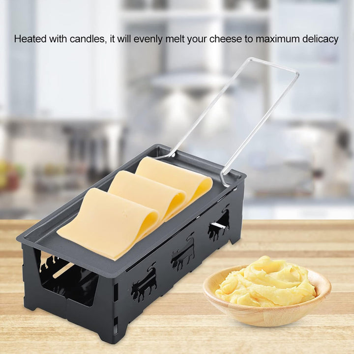 Kohlenstoffstahl,Tragbares Mini-Käse-Raclette-Set Mit Antihaftbeschichtung, Mit Kerze Beheizt, Leich