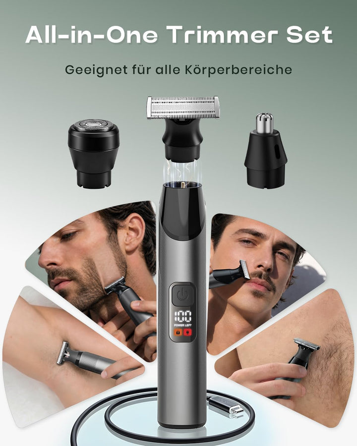 Intimrasierer Mann, Prettywill All-in-One Bodygroomer &amp; Körperrasierer Herren mit Magnetkopf &amp; Doppe