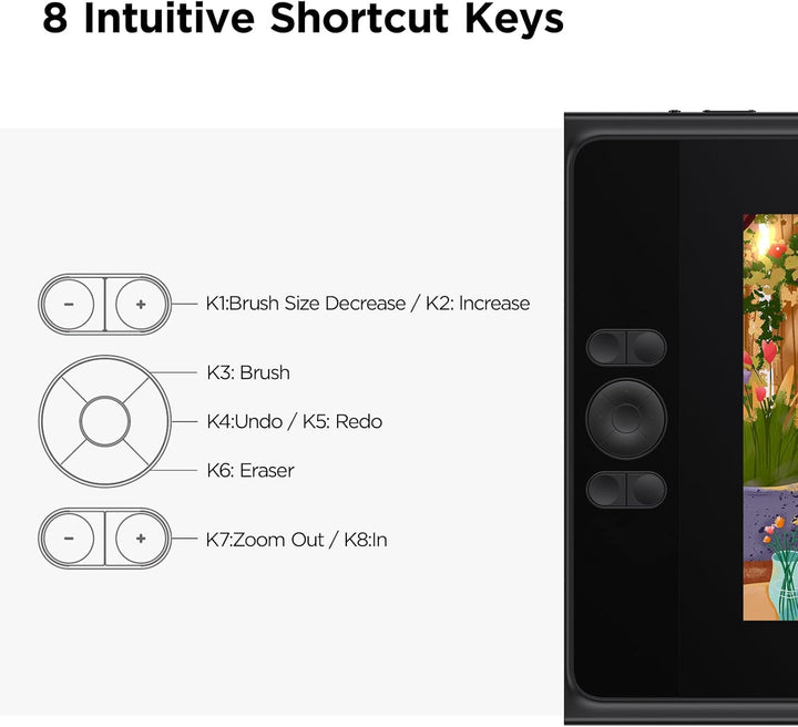 ugee UE12 11,6 Zoll Grafiktablett mit Display,Pen Display mit 124% sRGB mit 8 Shortcut-Tasten Ultra-