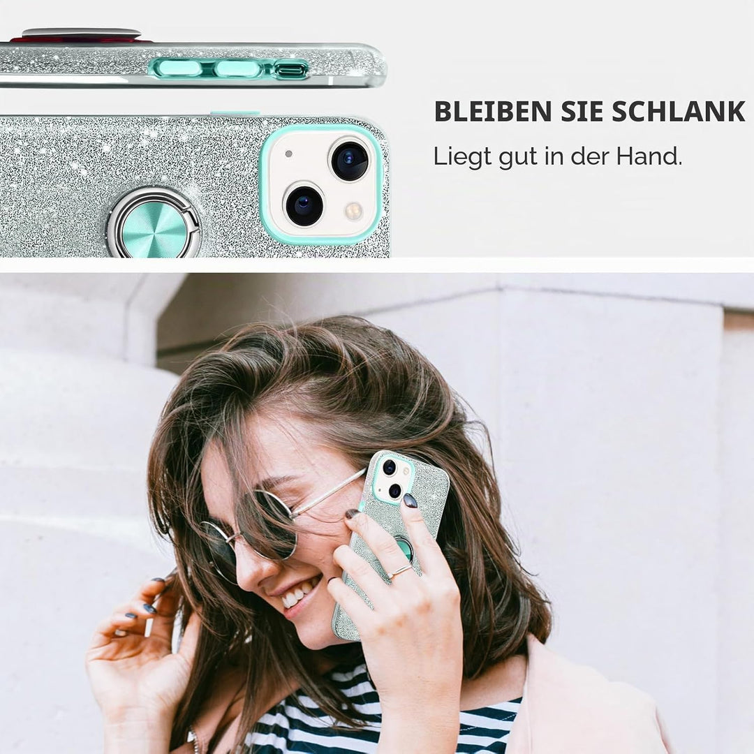 SouliGo iPhone 14 Hülle, iPhone 14 Hülle Glitzer, iPhone 14 Handyhülle Silikon Case Cover mit 360 Gr