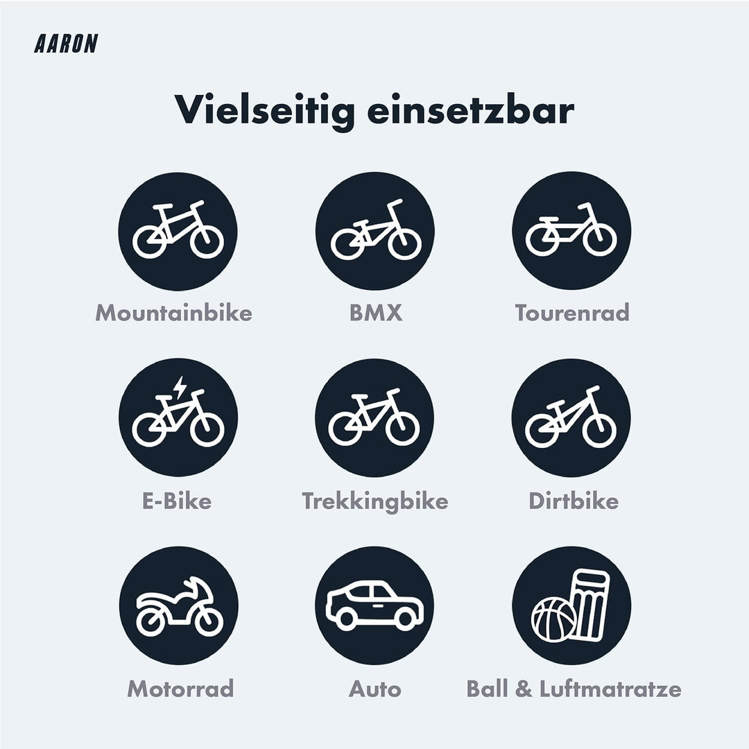 AARON Sport One – Fahrradpumpe für alle Ventile mit Manometer - Standpumpe für Rennrad, E-Bike, Moun