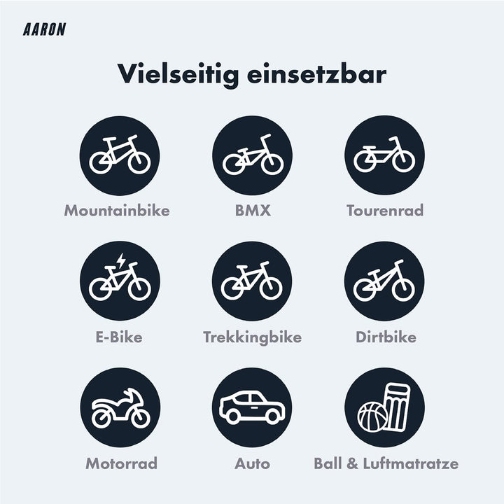 AARON Sport One – Fahrradpumpe für alle Ventile mit Manometer - Standpumpe für Rennrad, E-Bike, Moun