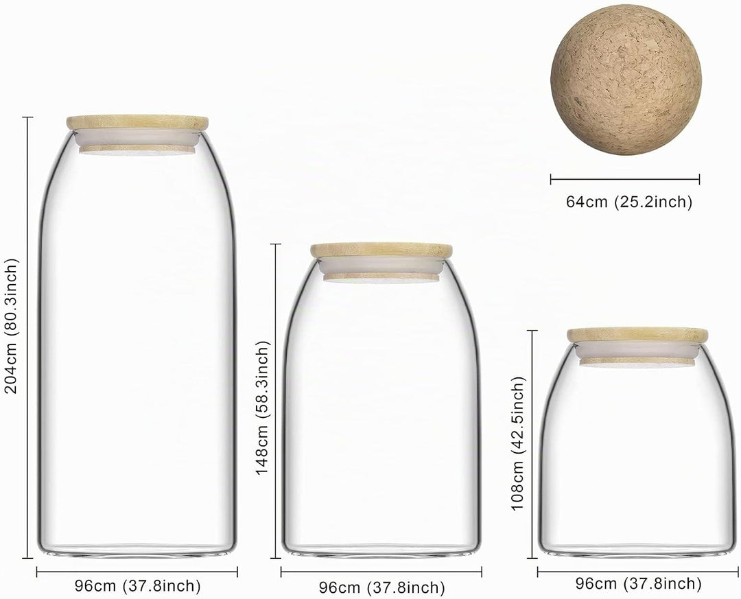 Kuahome Glas Vorratsglas 3-Set mit Deckel, luftdicht Borosilikatglas Vorratsbehälter. Aufbewahrung G