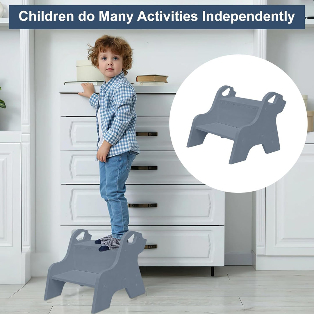 Tritthocker für Kinder mit 2 Stufen, Kindertreppchen Schemel Kinderhocker mit Griffen und Anti-Rutsc