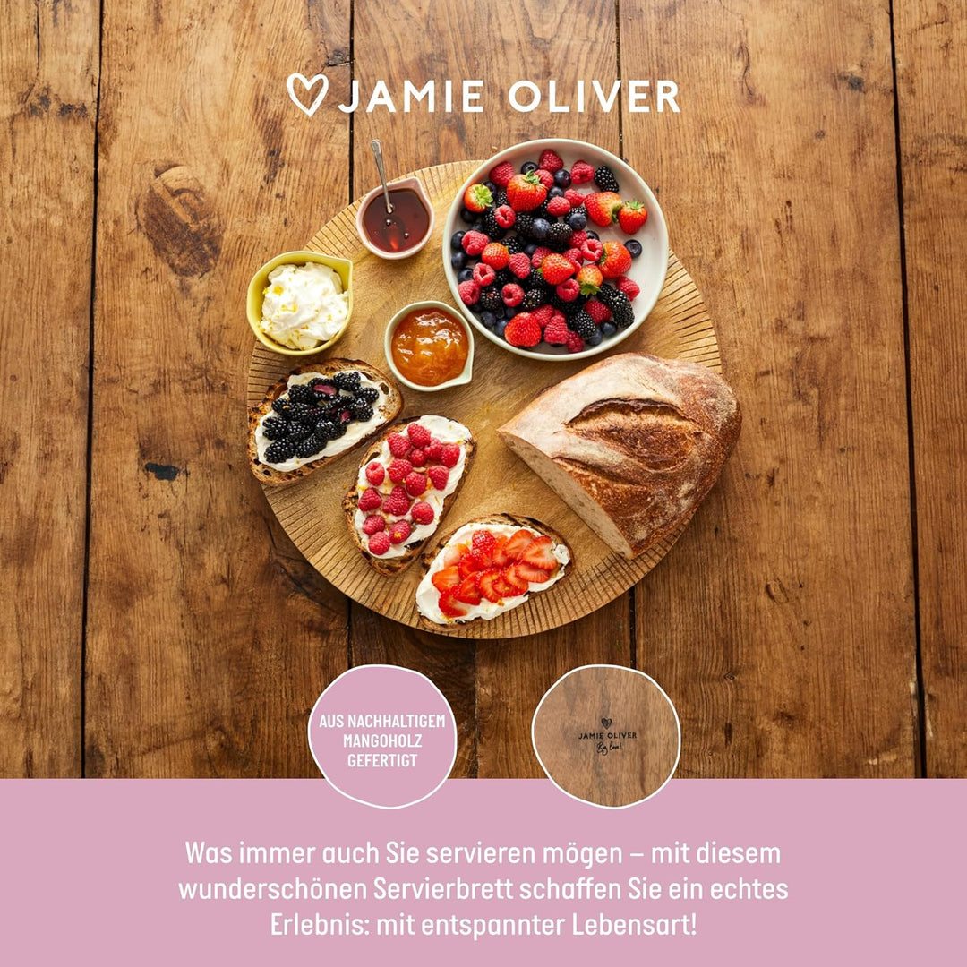 Jamie Oliver Big Love Alleskönner-Brett, FSC-Mangoholz, Holzbrett mit Geätztem Rand, Servierbrett, 4