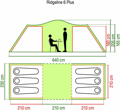 Coleman Zelt Ridgeline 4/6 Plus, 4/6 Mann Zelt, 4/6 Personen Vis-A-Vis Tunnelzelt, Campingzelt, Kupp