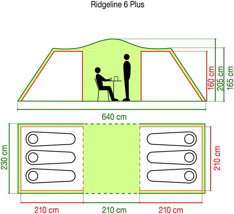 Coleman Zelt Ridgeline 4/6 Plus, 4/6 Mann Zelt, 4/6 Personen Vis-A-Vis Tunnelzelt, Campingzelt, Kupp