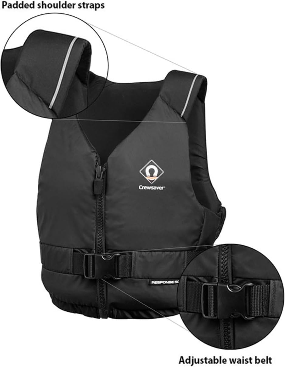 Crewsaver Bootfahren und Segeln - Response 50N Kajak-Jolle PFD-Schwimmhilfe für Wassersportler Schwa