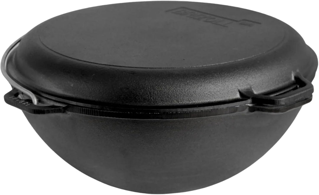 Brizoll Kazan Gusseisen Asian, mit Deckel, Bratpfanne, Dutch Oven, 8 l, Schwarz (KA08-3)