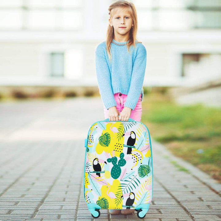 GOPLUS Kinderkoffer mit Rucksack, Kids Trolley, Kindergepäck mit Rollen, Reisekoffer mit Teleskopgri