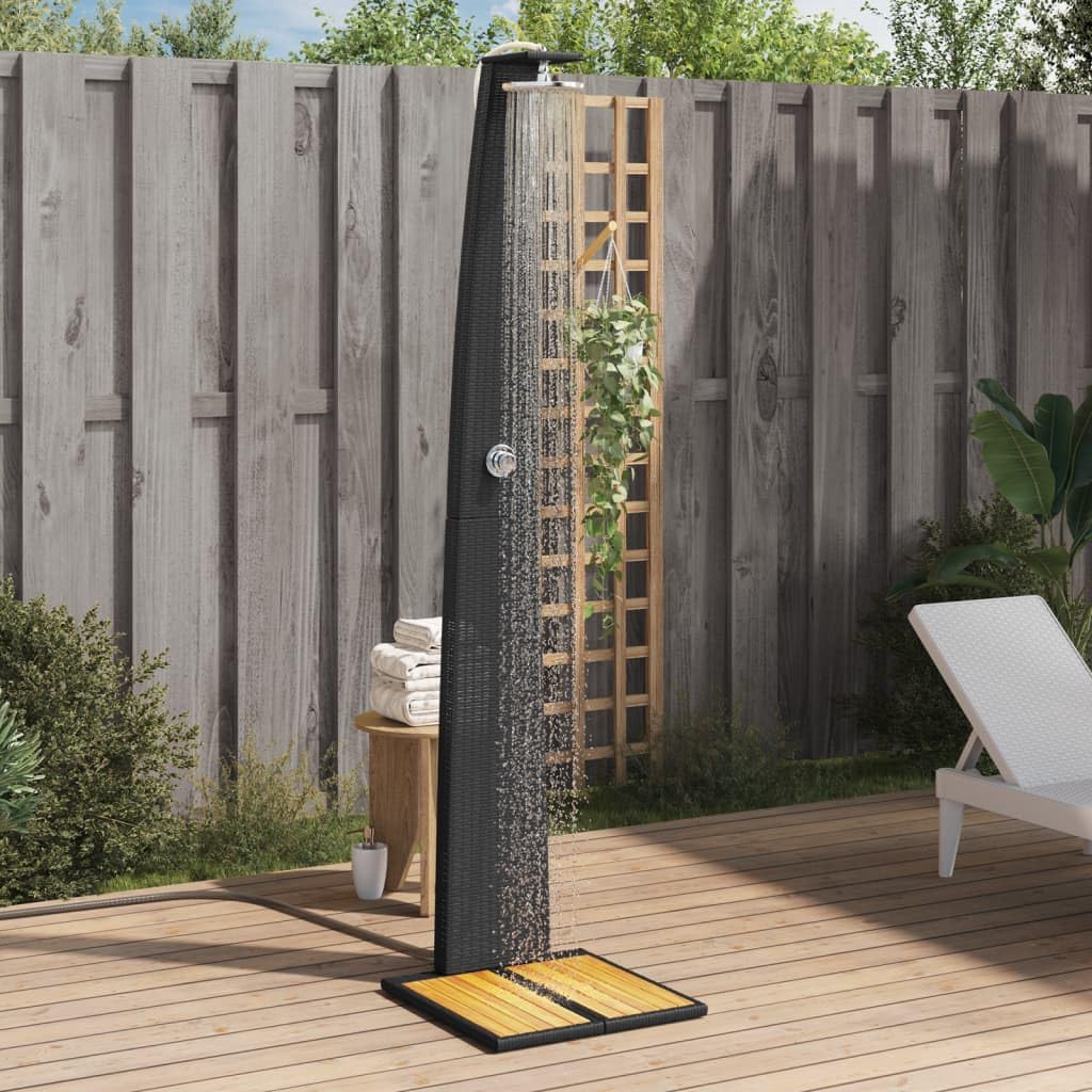 Gartendusche, Outdoor Dusche mit Lattenboden Stahlrahmen, Terrassendusche für Pool Schwimmbad, Garte