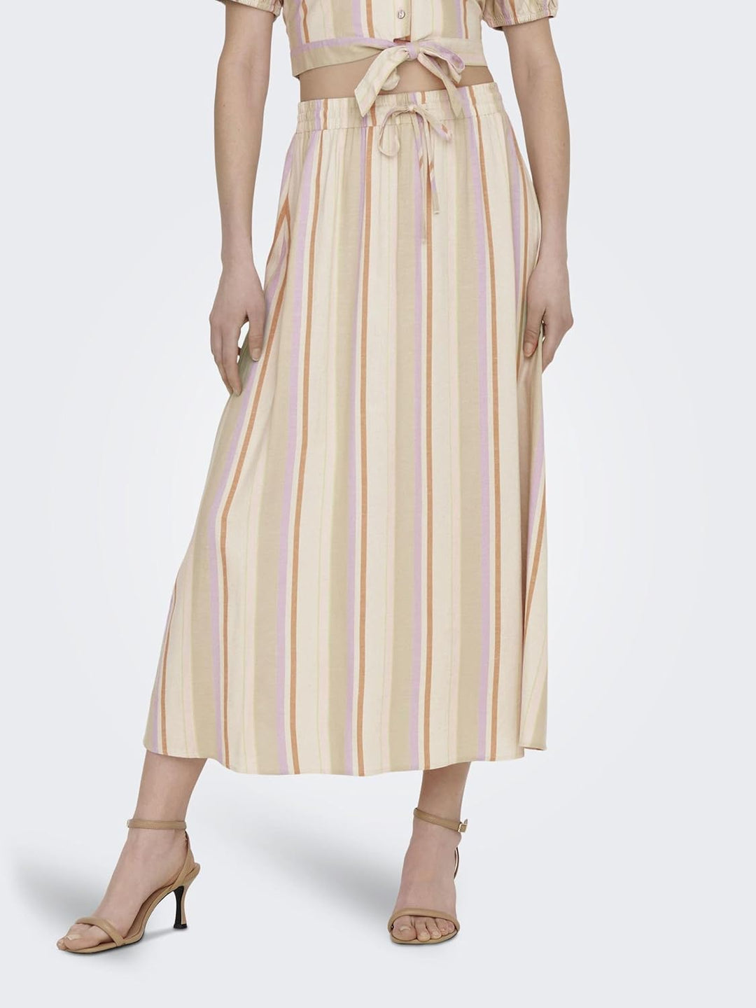 ONLY & SONS Damen Onltine Midi Skirt Wvn S Whitecap Gray/Stripes:purple Rose + Orange Peel + Irish C