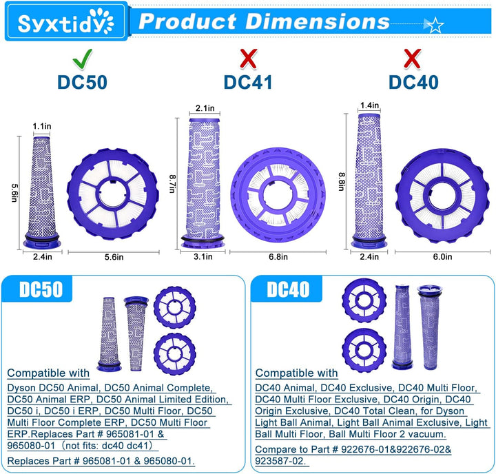 Ersatz-Hepa-Nachfilter und waschbares Vorfilter-Set für Dyson DC50, Animal und Multi Floor Kompletts