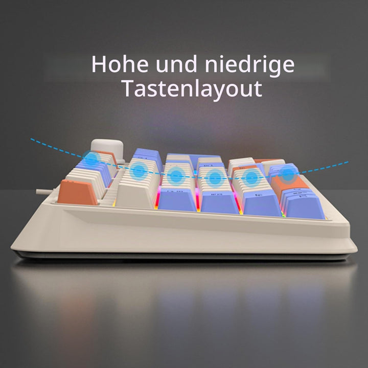 Lancoon Kabelgebundene Gaming Tastatur mit 94 Tasten Mechanisch 3 Farben Gemischte Tastenkappen Cool