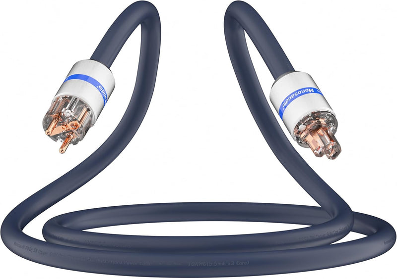 Monosaudio P902 Hi End Audiophil Netzkabel 2M Alufolie Abschirmung, 2 polig HiFi OFC Buchse Stromkab