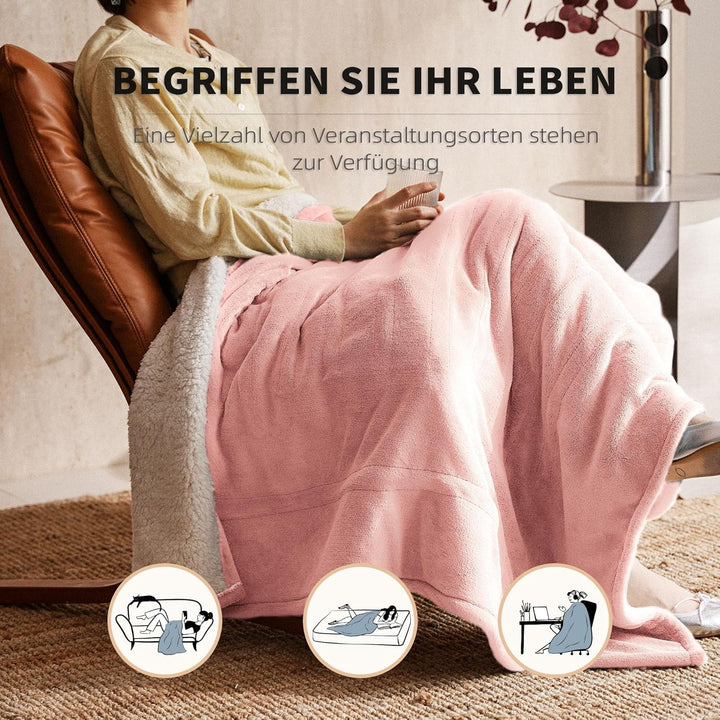 JET'S HOME Heizdecke 130x180cm - Wärmedecke Heizdecke mit Abschaltautomatik Einstellbarer Timer 10 S