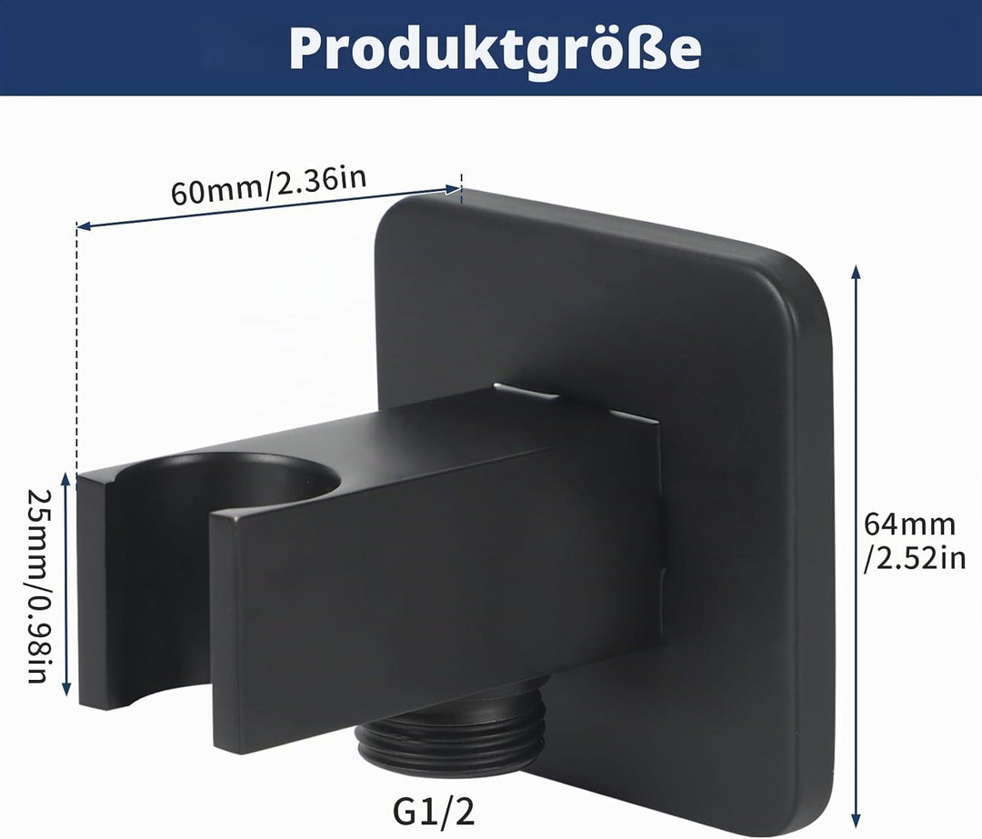 Wandanschlussbogen mit Brausehalter, Handbrausehalter mit 1/2" Wandanschlussbogen, Chrom Schlauchans