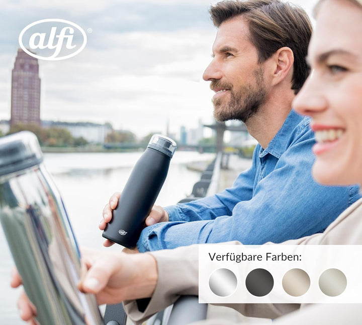 alfi ISO BOTTLE 500ml, beige, Isoliertrinkflasche aus Edelstahl, absolut dichter Drehverschluss, häl