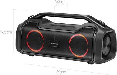 Defender Bluetooth-Lautsprecher Beatbox 50, IPX5 wasserdicht, Party Boombox 50 W mit Stereo-Sound, L