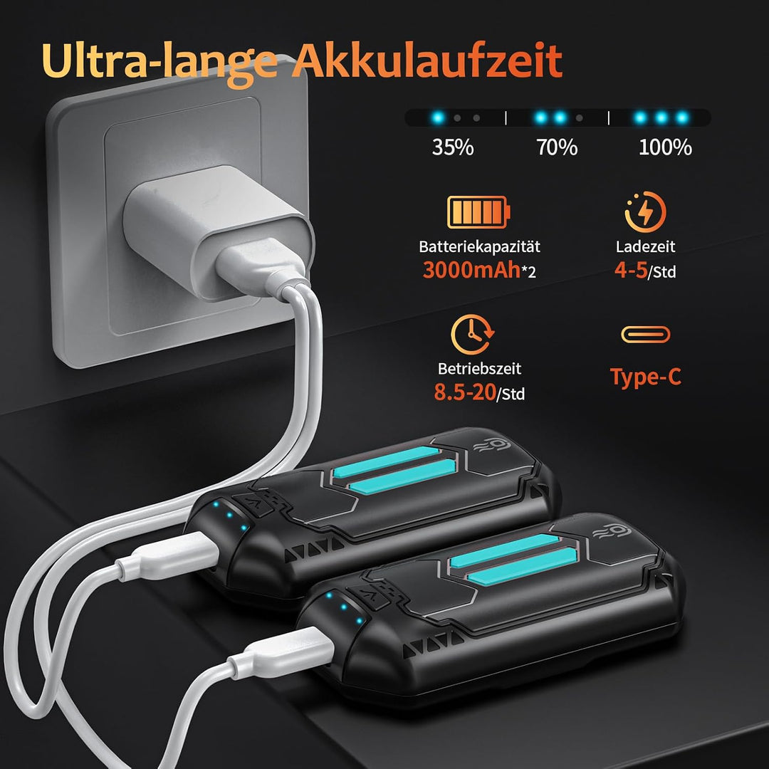 Handwärmer Elektrisch Split 2er-Pack 6000mAh, OUTJUT Tragbare Taschenwärmer 3 Heizmodi Wiederaufladb