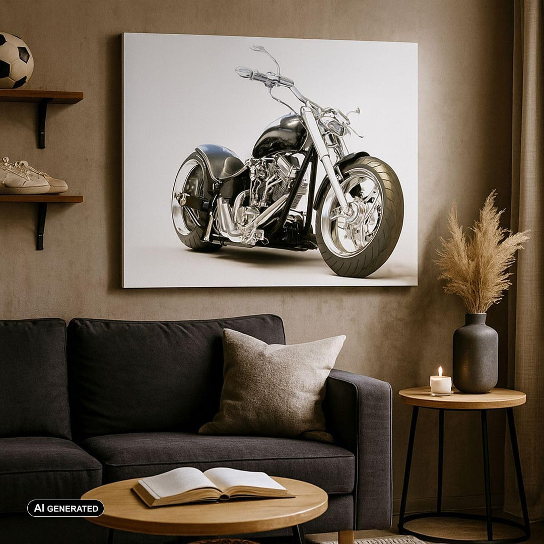 Bilder auf Leinwand Motorrad Motor Geschwindigkeit Chrom Leinwandbild 70x50cm Wandbilder Dekoration