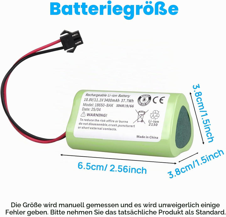 3400 mAh Akku Kompatibel mit Vactidy T6, T7, T8 Roboterstaubsauger, Kompatibel mit Vactidy LS001-02