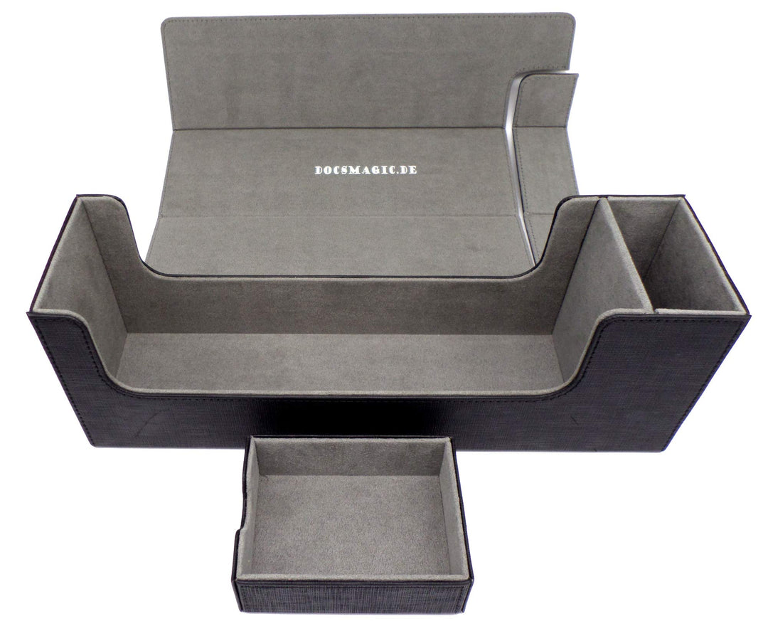 docsmagic.de Premium Magnetic Tray Long Box Black Medium - Card Deck Storage - Kartenbox Aufbewahrun
