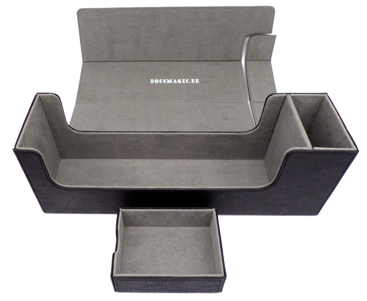 docsmagic.de Premium Magnetic Tray Long Box Black Medium - Card Deck Storage - Kartenbox Aufbewahrun