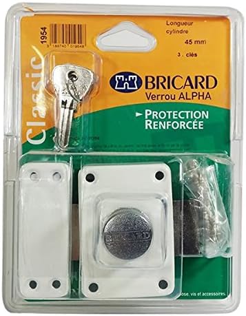 BRICARD 1954 Schloss Alpha mit Knopf Zylinder 45 mm Ø 22 mm weiss mit Knopf 45 mm ø 22 mm Weiss, mit