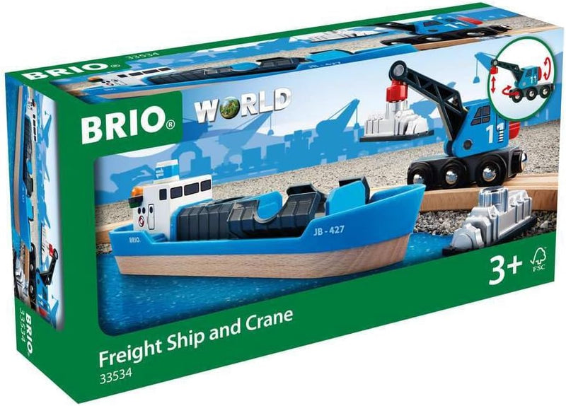 BRIO 33534 - Containerschiff mit Kranwagen Single, Single