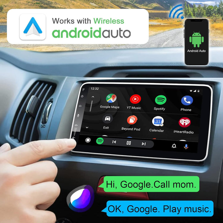 Android Autoradio mit Navi 10.1 Zoll Bildschirm Eingebaut DAB+ Wireless Auto & Carplay 1 Din Radio T